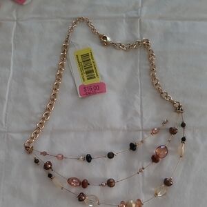 Elegant Gold and Brown Beaded Necklace